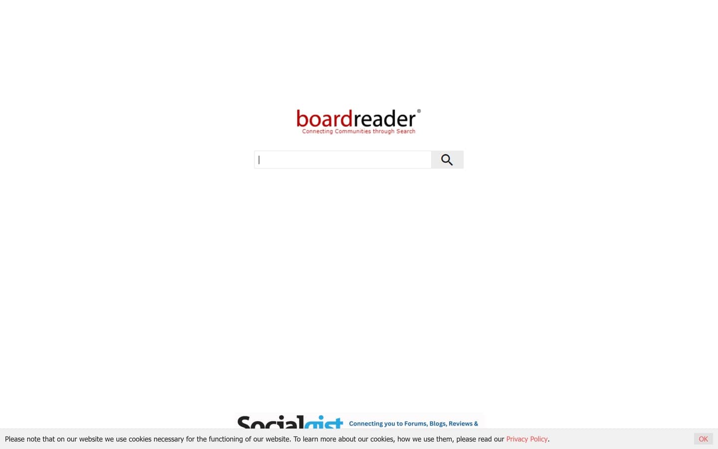 The Boardreader homepage