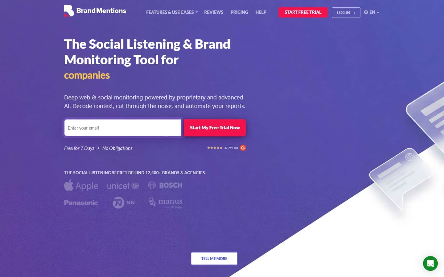 The BrandMentions homepage