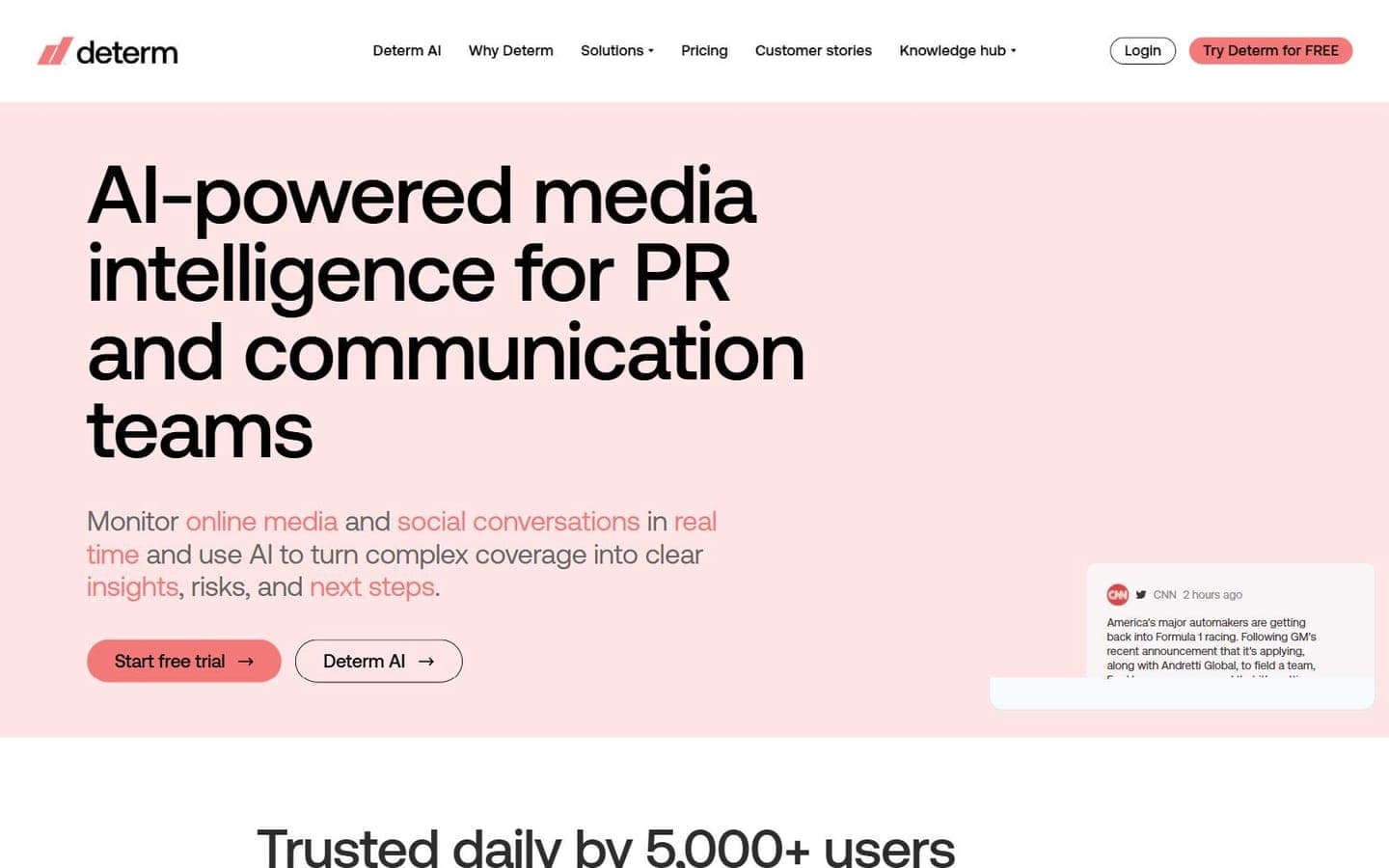 The Determ homepage