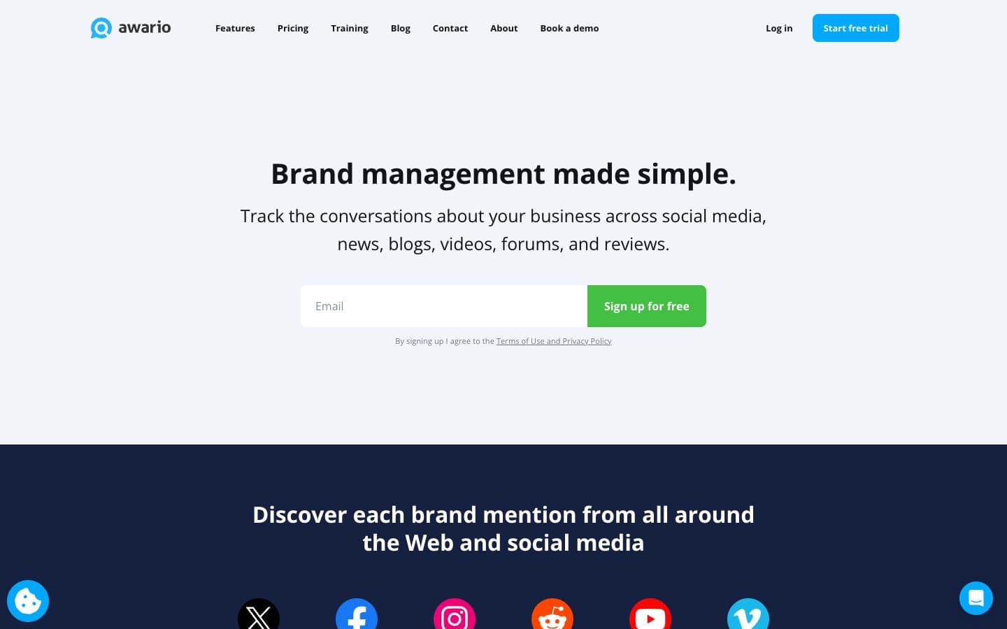 The Awario homepage