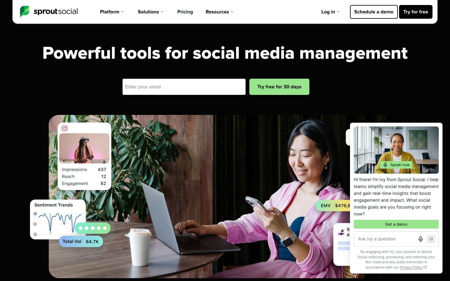 The Sprout Social homepage